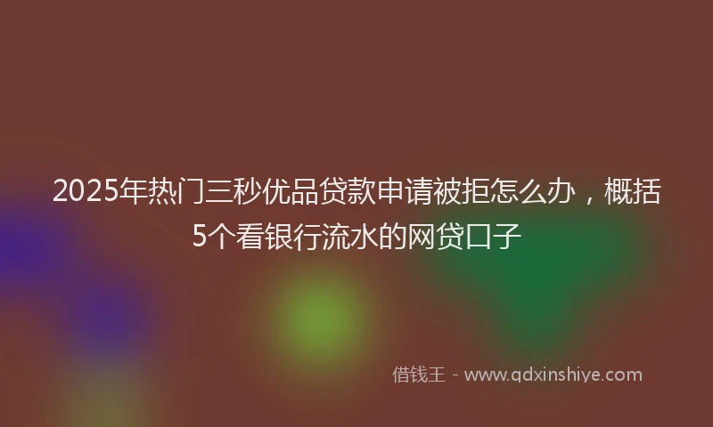 2025年热门三秒优品贷款申请被拒怎么办，概括5个看银行流水的网贷口子