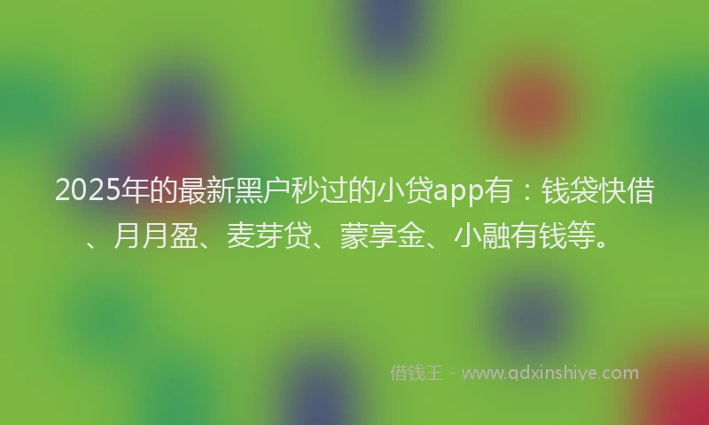 2025年的最新黑户秒过的小贷app有：钱袋快借、月月盈、麦芽贷、蒙享金、小融有钱等。