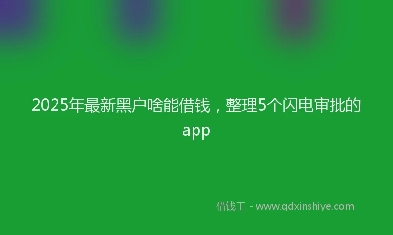 2025年最新黑户啥能借钱，整理5个闪电审批的app