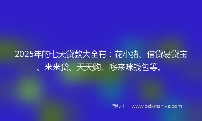 2025年的七天贷款大全有：花小猪、借贷易贷宝、米米贷、天天购、哆来咪钱包等。
