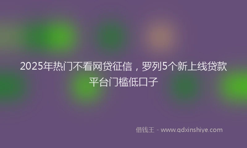 2025年热门不看网贷征信，罗列5个新上线贷款平台门槛低口子