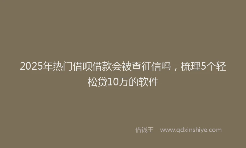 2025年热门借呗借款会被查征信吗，梳理5个轻松贷10万的软件