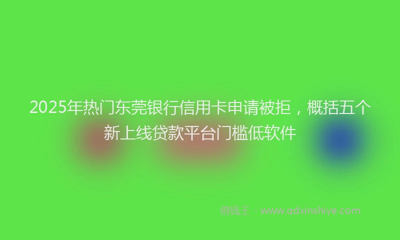 2025年热门东莞银行信用卡申请被拒，概括五个新上线贷款平台门槛低软件