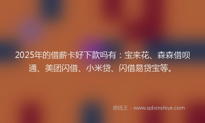 2025年的借薪卡好下款吗有：宝来花、森森借呗通、美团闪借、小米贷、闪借易贷宝等。