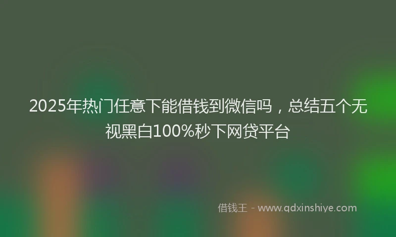 2025年热门任意下能借钱到微信吗，总结五个无视黑白100%秒下网贷平台