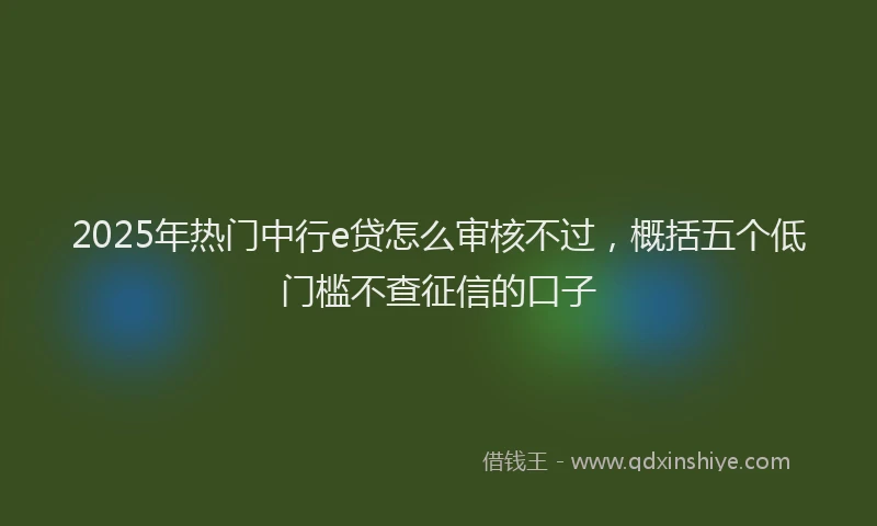 2025年热门中行e贷怎么审核不过，概括五个低门槛不查征信的口子