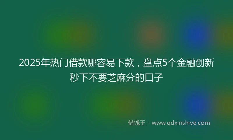 2025年热门借款哪容易下款，盘点5个金融创新秒下不要芝麻分的口子