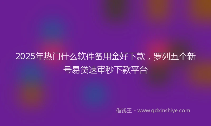 2025年热门什么软件备用金好下款，罗列五个新号易贷速审秒下款平台