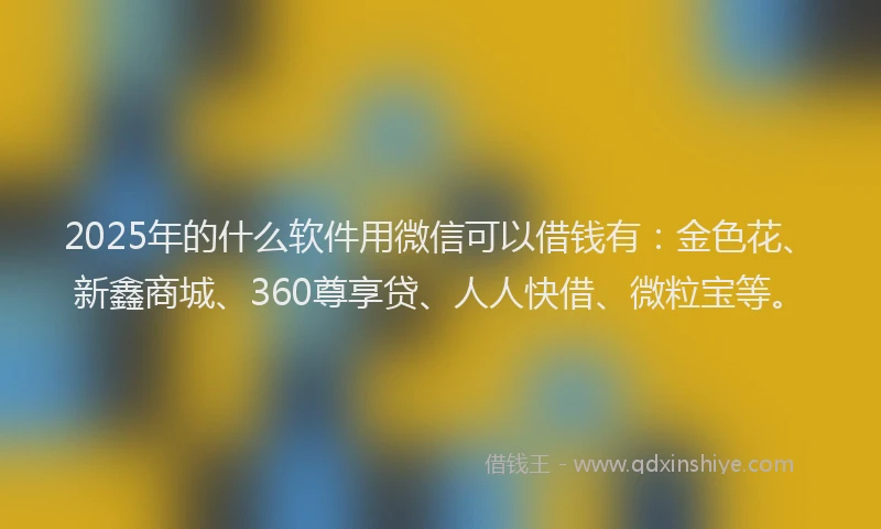2025年的什么软件用微信可以借钱有：金色花、新鑫商城、360尊享贷、人人快借、微粒宝等。