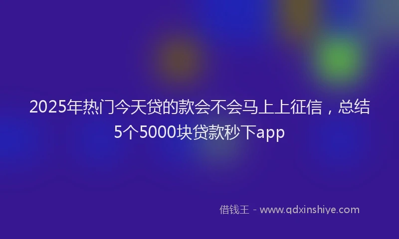 2025年热门今天贷的款会不会马上上征信，总结5个5000块贷款秒下app