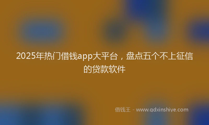 2025年热门借钱app大平台，盘点五个不上征信的贷款软件