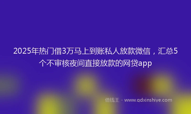 2025年热门借3万马上到账私人放款微信，汇总5个不审核夜间直接放款的网贷app