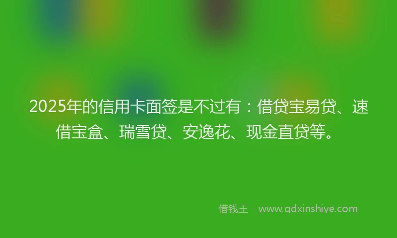 2025年的信用卡面签是不过有：借贷宝易贷、速借宝盒、瑞雪贷、安逸花、现金直贷等。