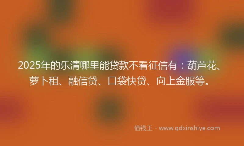 2025年的乐清哪里能贷款不看征信有：葫芦花、萝卜租、融信贷、口袋快贷、向上金服等。