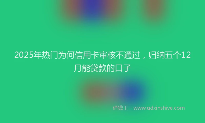 2025年热门为何信用卡审核不通过，归纳五个12月能贷款的口子
