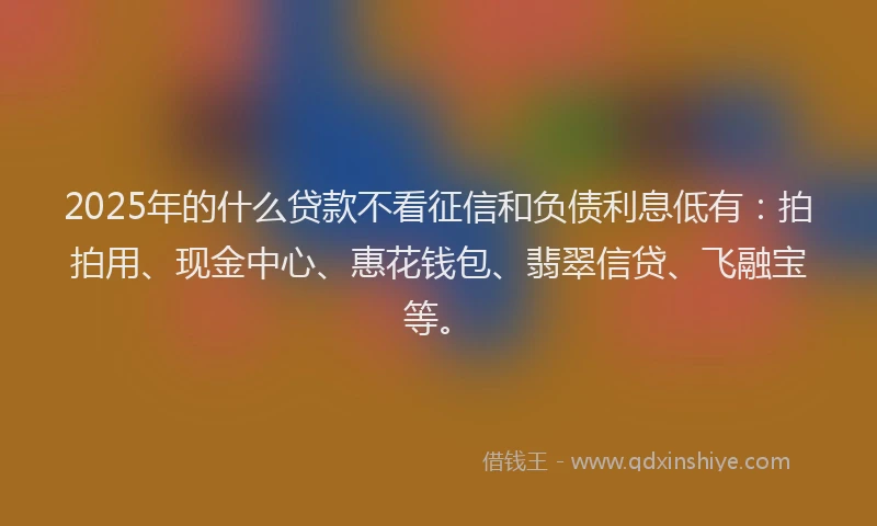2025年的什么贷款不看征信和负债利息低有：拍拍用、现金中心、惠花钱包、翡翠信贷、飞融宝等。