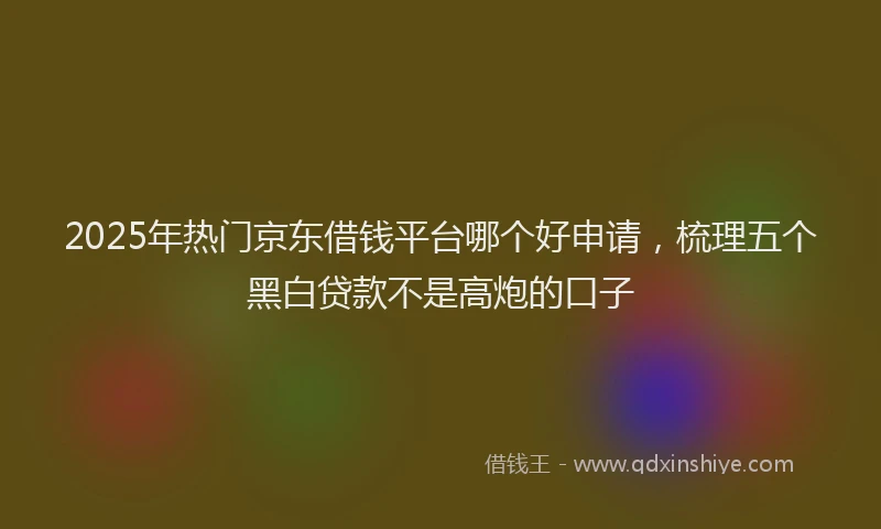 2025年热门京东借钱平台哪个好申请，梳理五个黑白贷款不是高炮的口子