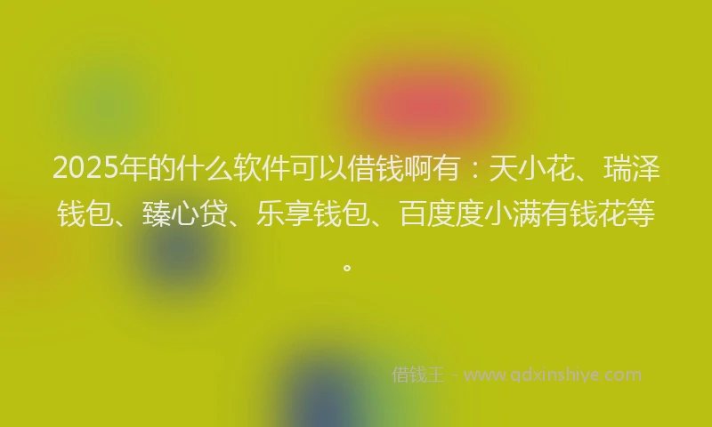 2025年的什么软件可以借钱啊有：天小花、瑞泽钱包、臻心贷、乐享钱包、百度度小满有钱花等。