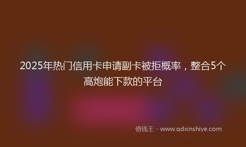 2025年热门信用卡申请副卡被拒概率，整合5个高炮能下款的平台