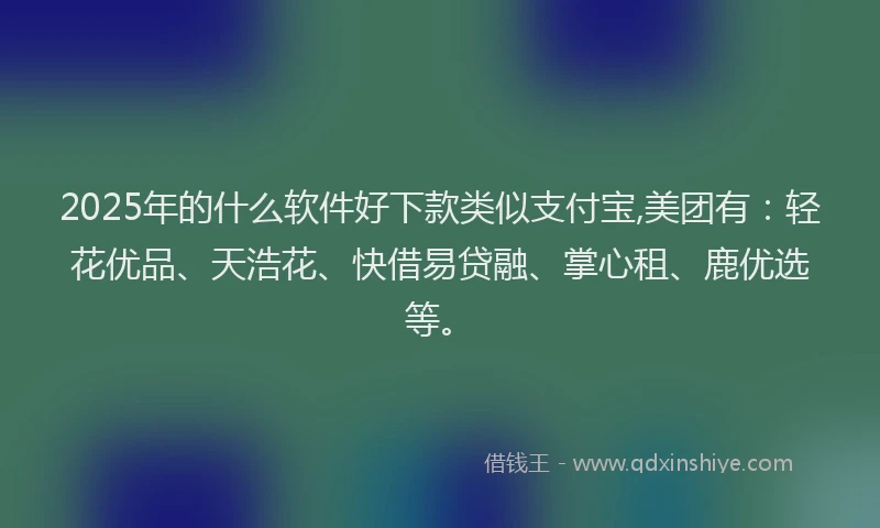 2025年的什么软件好下款类似支付宝,美团有：轻花优品、天浩花、快借易贷融、掌心租、鹿优选等。