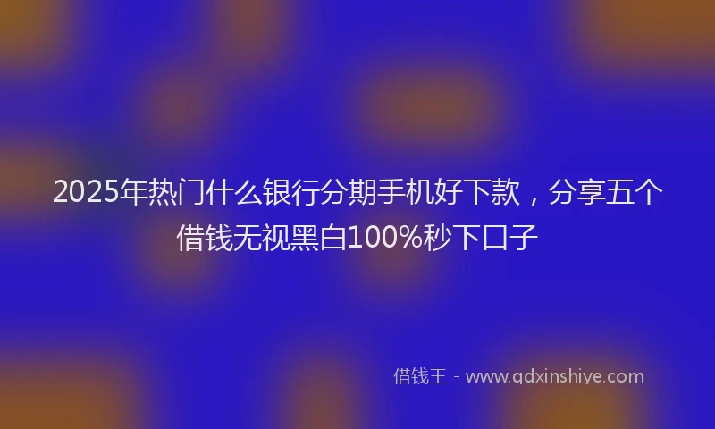 2025年热门什么银行分期手机好下款，分享五个借钱无视黑白100%秒下口子