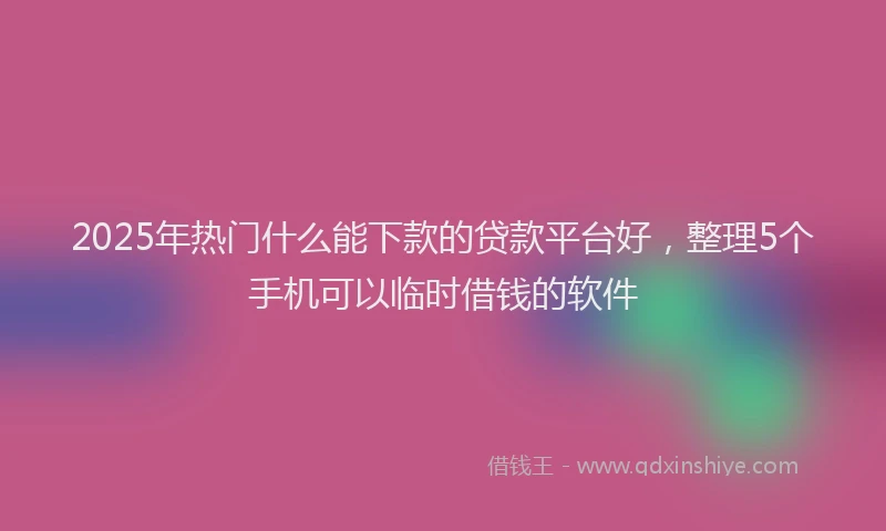 2025年热门什么能下款的贷款平台好，整理5个手机可以临时借钱的软件
