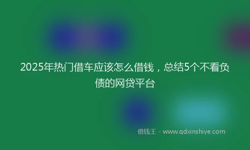 2025年热门借车应该怎么借钱，总结5个不看负债的网贷平台