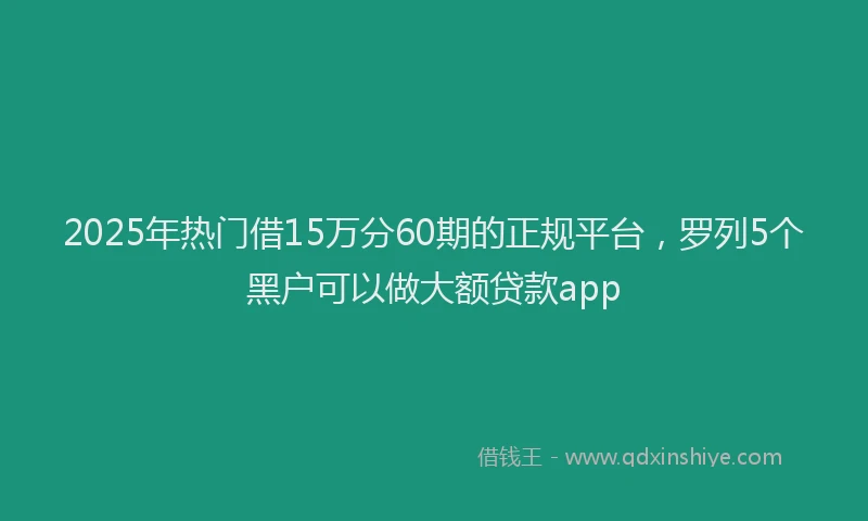 2025年热门借15万分60期的正规平台，罗列5个黑户可以做大额贷款app