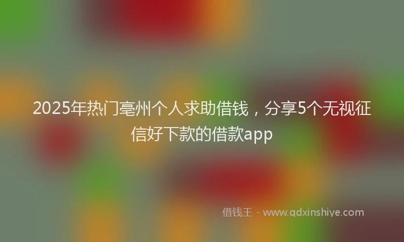 2025年热门亳州个人求助借钱，分享5个无视征信好下款的借款app