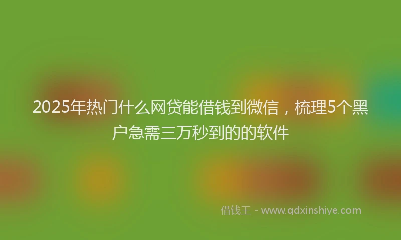 2025年热门什么网贷能借钱到微信，梳理5个黑户急需三万秒到的的软件