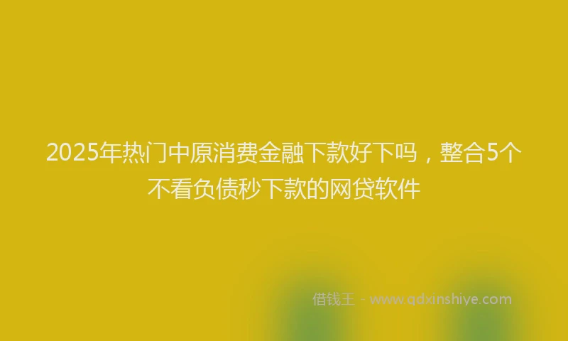 2025年热门中原消费金融下款好下吗，整合5个不看负债秒下款的网贷软件