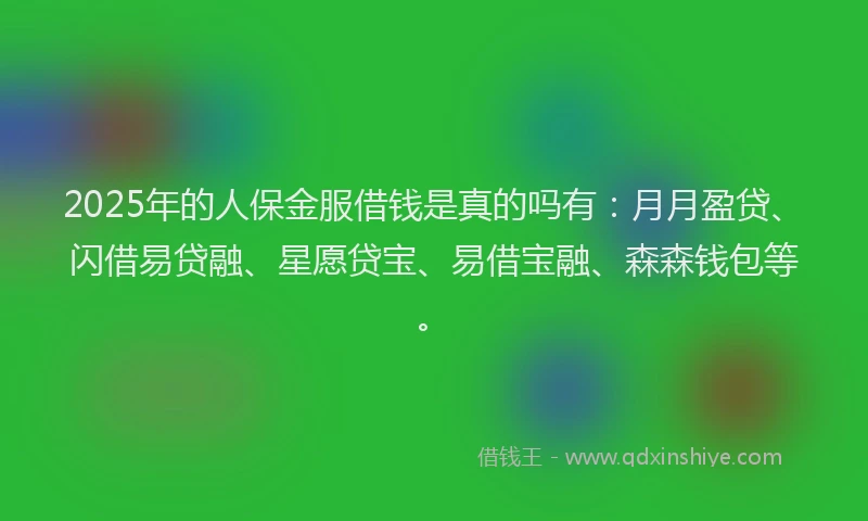 2025年的人保金服借钱是真的吗有：月月盈贷、闪借易贷融、星愿贷宝、易借宝融、森森钱包等。