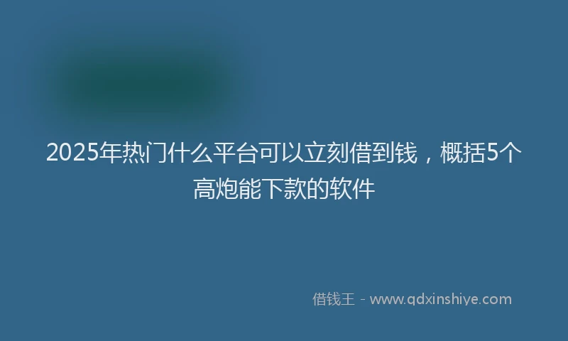 2025年热门什么平台可以立刻借到钱，概括5个高炮能下款的软件