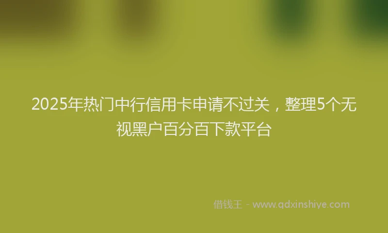 2025年热门中行信用卡申请不过关，整理5个无视黑户百分百下款平台