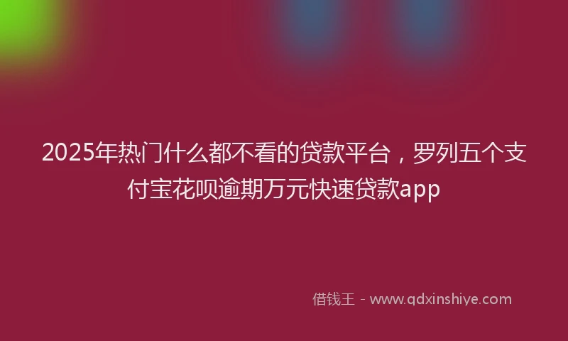 2025年热门什么都不看的贷款平台，罗列五个支付宝花呗逾期万元快速贷款app