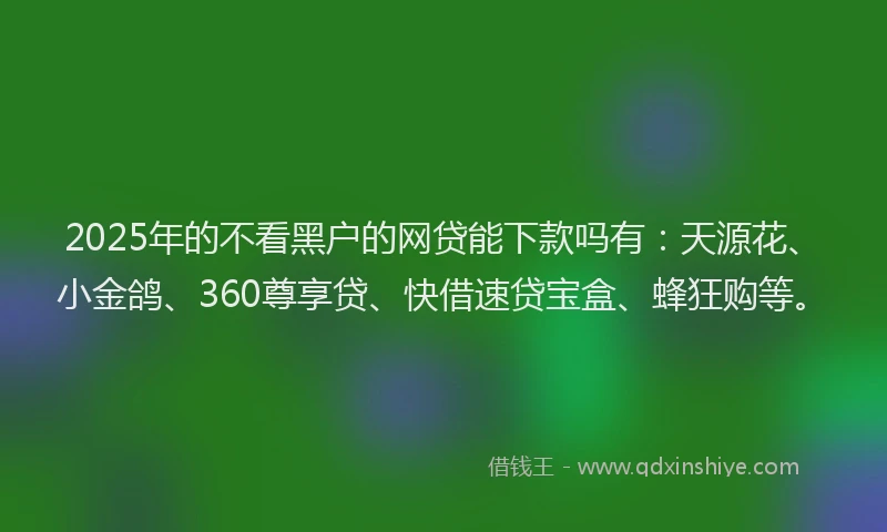 2025年的不看黑户的网贷能下款吗有：天源花、小金鸽、360尊享贷、快借速贷宝盒、蜂狂购等。