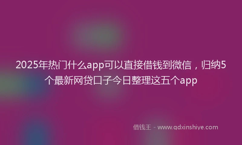 2025年热门什么app可以直接借钱到微信，归纳5个最新网贷口子今日整理这五个app