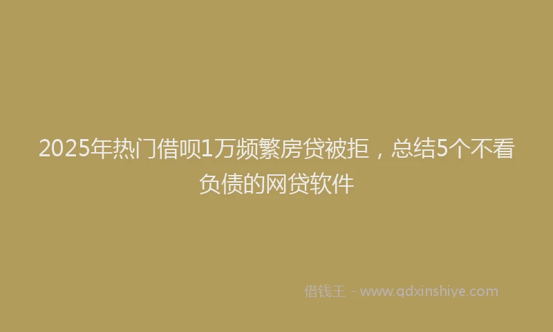 2025年热门借呗1万频繁房贷被拒，总结5个不看负债的网贷软件