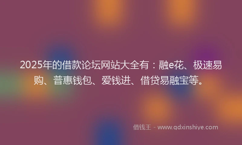 2025年的借款论坛网站大全有：融e花、极速易购、普惠钱包、爱钱进、借贷易融宝等。