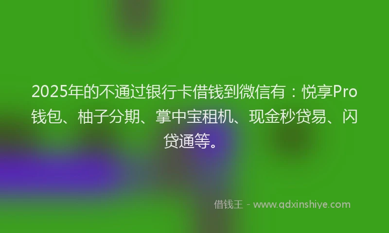 2025年的不通过银行卡借钱到微信有：悦享Pro钱包、柚子分期、掌中宝租机、现金秒贷易、闪贷通等。