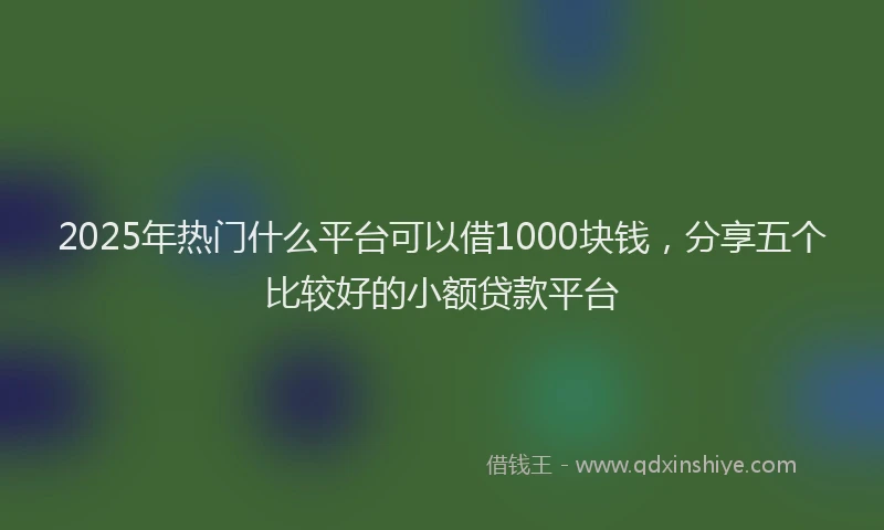 2025年热门什么平台可以借1000块钱，分享五个比较好的小额贷款平台