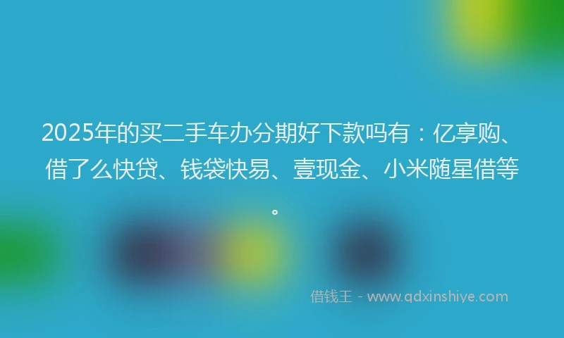2025年的买二手车办分期好下款吗有：亿享购、借了么快贷、钱袋快易、壹现金、小米随星借等。