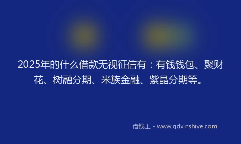 2025年的什么借款无视征信有：有钱钱包、聚财花、树融分期、米族金融、紫晶分期等。