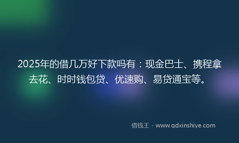2025年的借几万好下款吗有：现金巴士、携程拿去花、时时钱包贷、优速购、易贷通宝等。