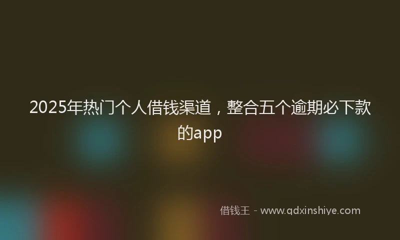2025年热门个人借钱渠道，整合五个逾期必下款的app