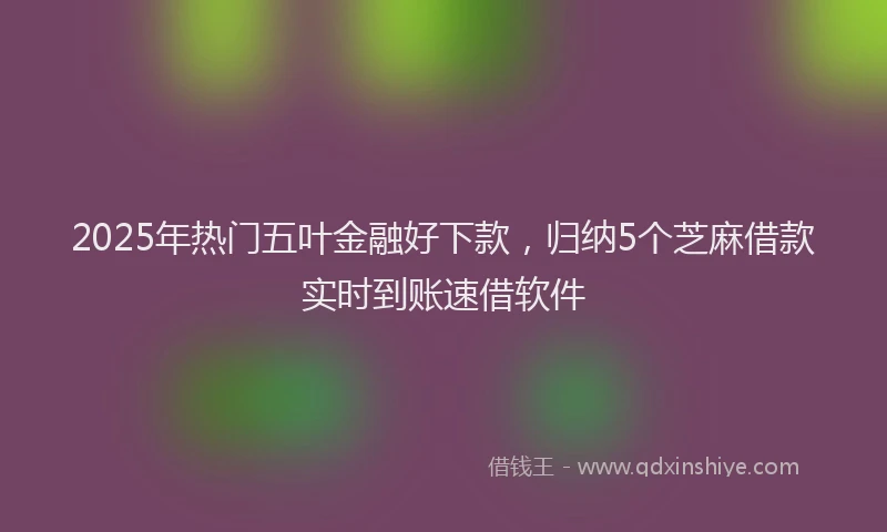 2025年热门五叶金融好下款，归纳5个芝麻借款实时到账速借软件