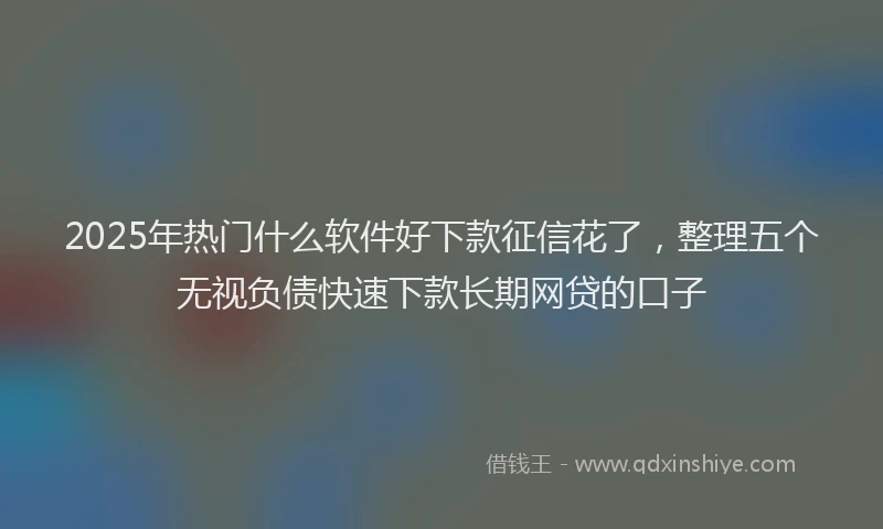 2025年热门什么软件好下款征信花了，整理五个无视负债快速下款长期网贷的口子