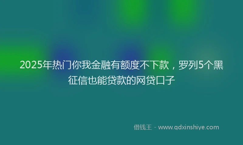 2025年热门你我金融有额度不下款，罗列5个黑征信也能贷款的网贷口子
