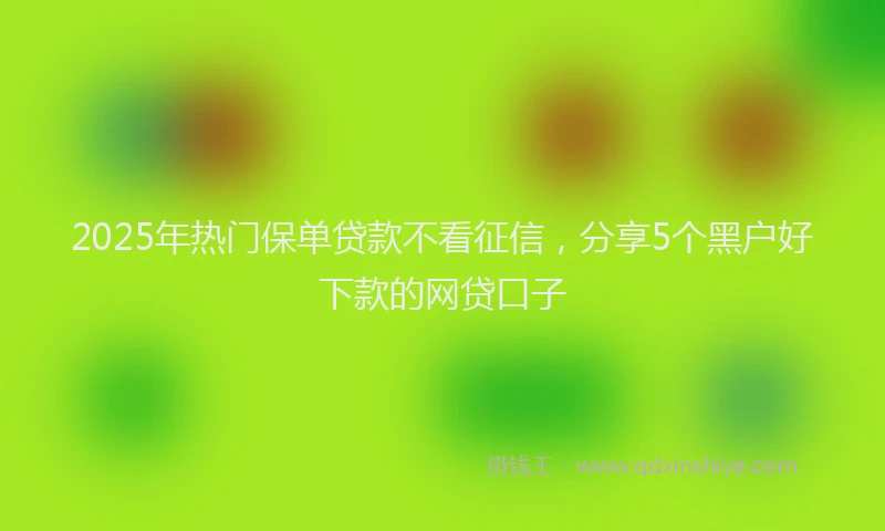 2025年热门保单贷款不看征信，分享5个黑户好下款的网贷口子