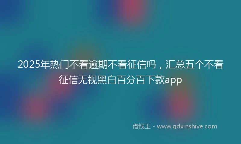 2025年热门不看逾期不看征信吗，汇总五个不看征信无视黑白百分百下款app